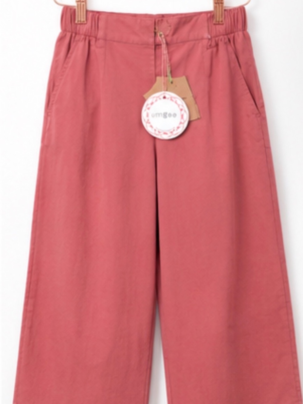 NWT Umgee Rose Cotton Blend Wide Leg Crop Pants Pockets Small